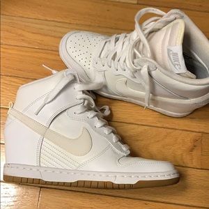Nike Size 8 Wedge All White Sneakers